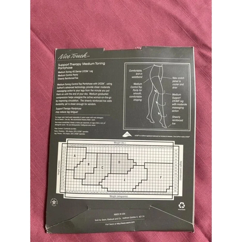 * nice touch size C support therapy control top Pantyhose new